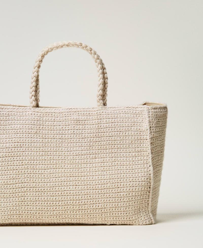 Scee by twin set Borsa shopper 'Bohémienne' tricot con logo Vendita Economica