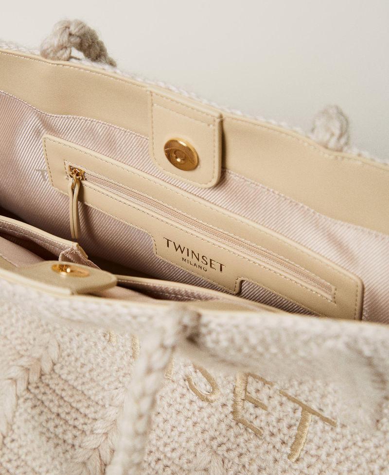Scee by twin set Borsa shopper 'Bohémienne' tricot con logo Vendita Economica