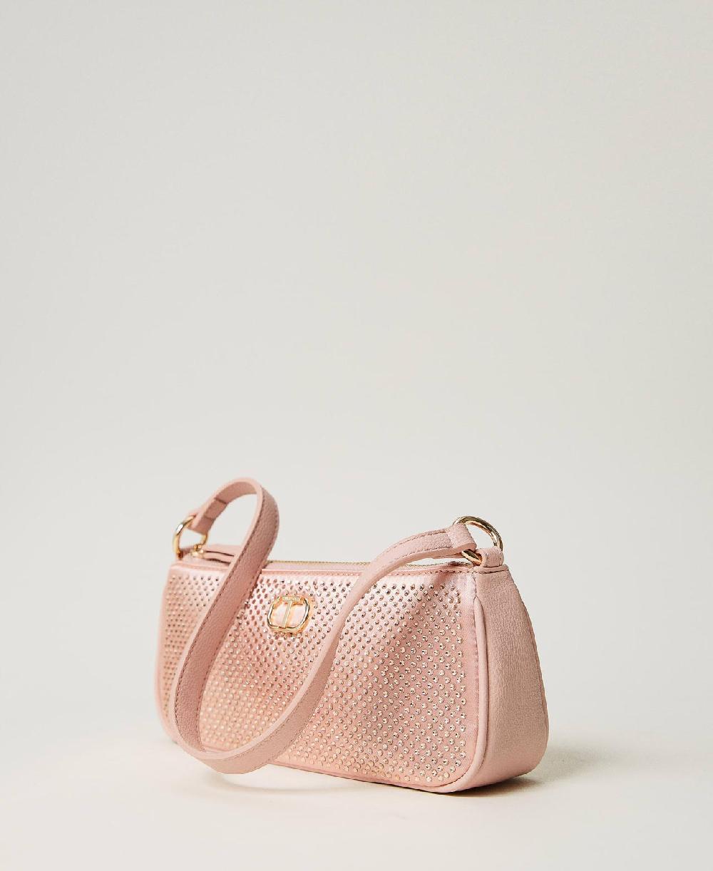 Scee by twin set Mini borsa in raso con strass e Oval T Qualità