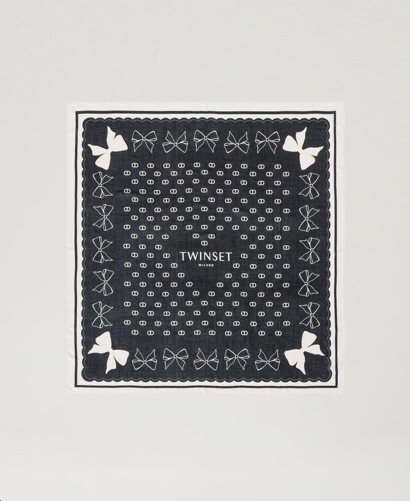 Scee by twin set Kefiah con stampa fiocchi e logo Acquista Ora
