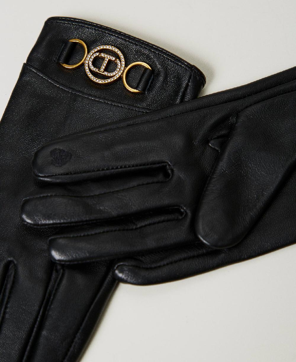 Scee by twin set Guanti in pelle con logo Online