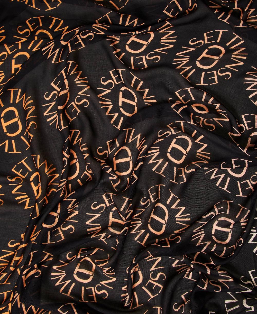 Scee by twin set Kefiah con stampa Oval T e logo Moda