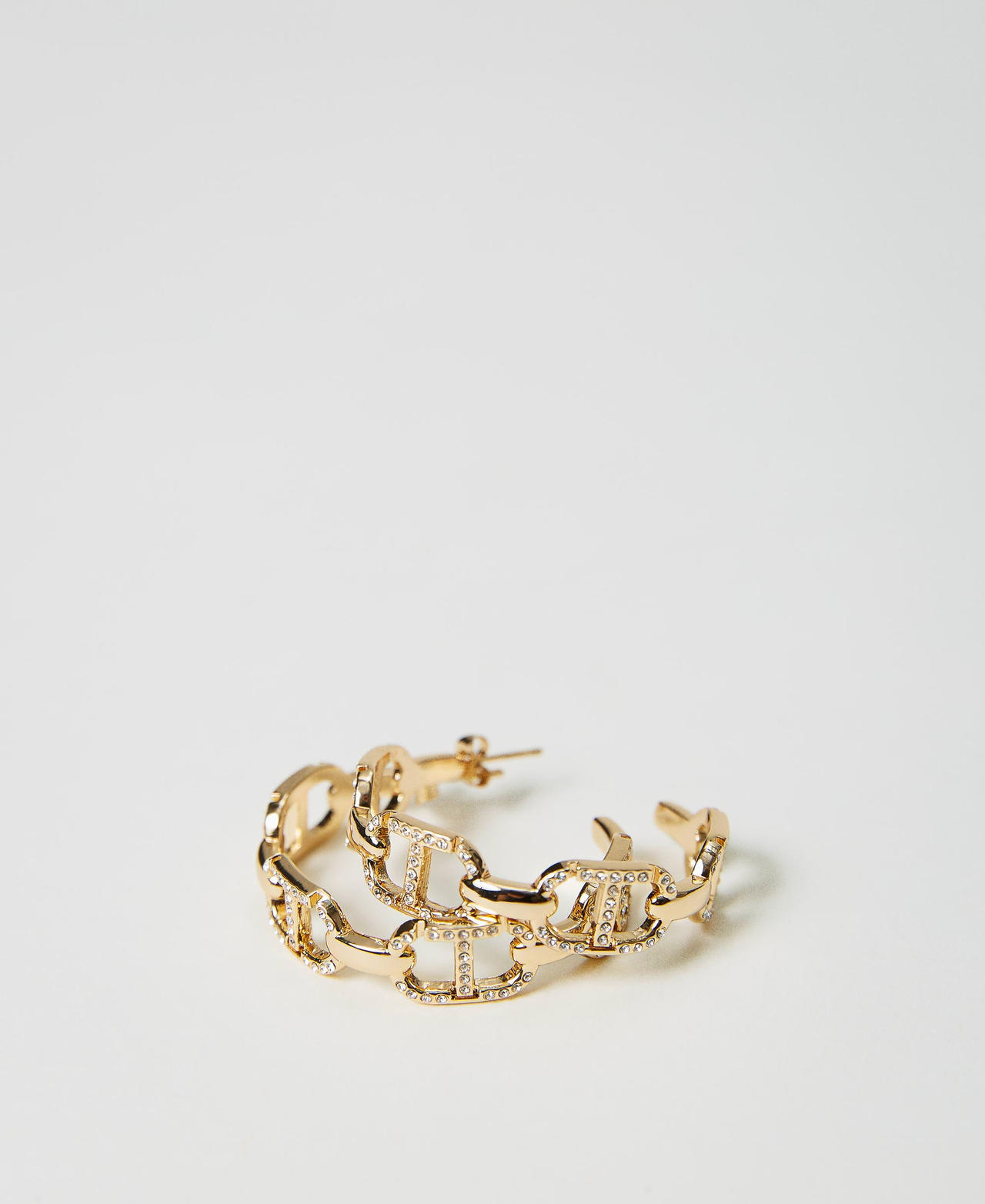 Scee by twin set Orecchini con catena Oval T e strass Italy