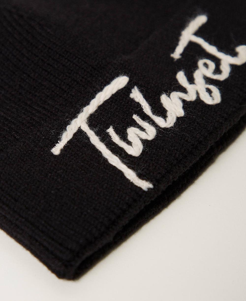 Scee by twin set Cuffia in maglia con ricamo logo Spedizione Gratuita