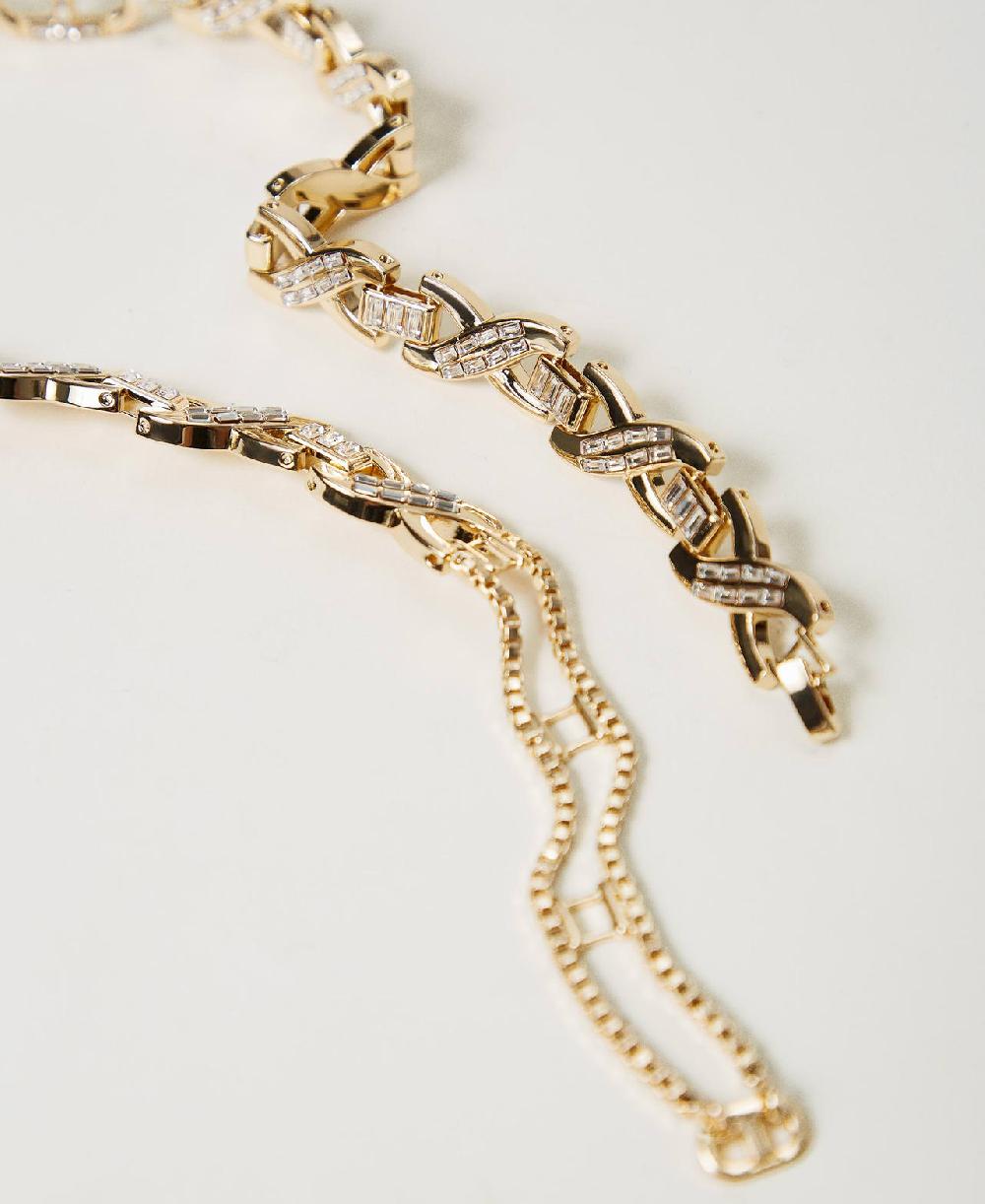 Scee by twin set Collana girocollo con strass e Oval T Negozi Online