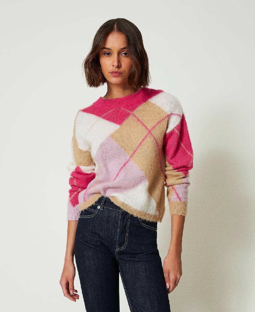 Scee by twin set Maglia jacquard argyle in misto lana Online