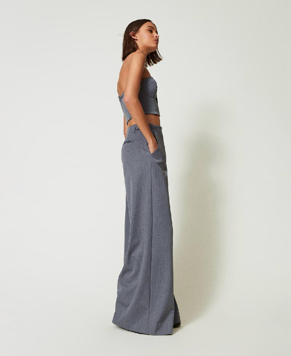 Scee by twin set Pantaloni a palazzo MYFO con ricamo Outlet