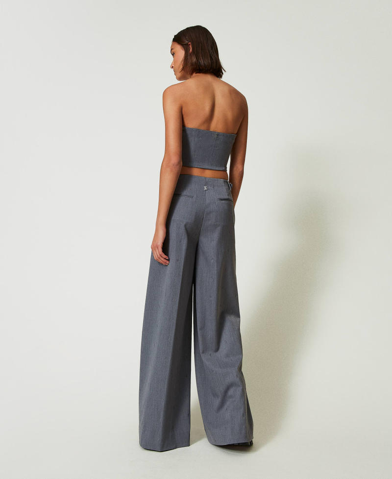 Scee by twin set Pantaloni a palazzo MYFO con ricamo Outlet