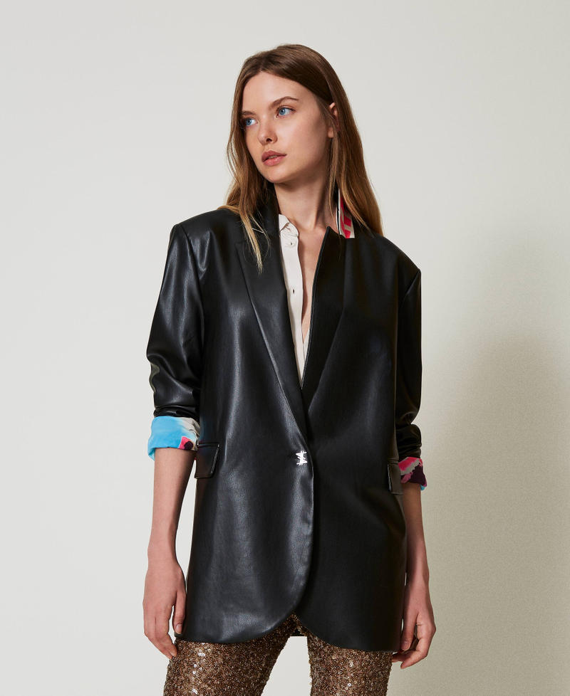 Scee by twin set Giacca blazer MYFO effetto pelle Hotsell