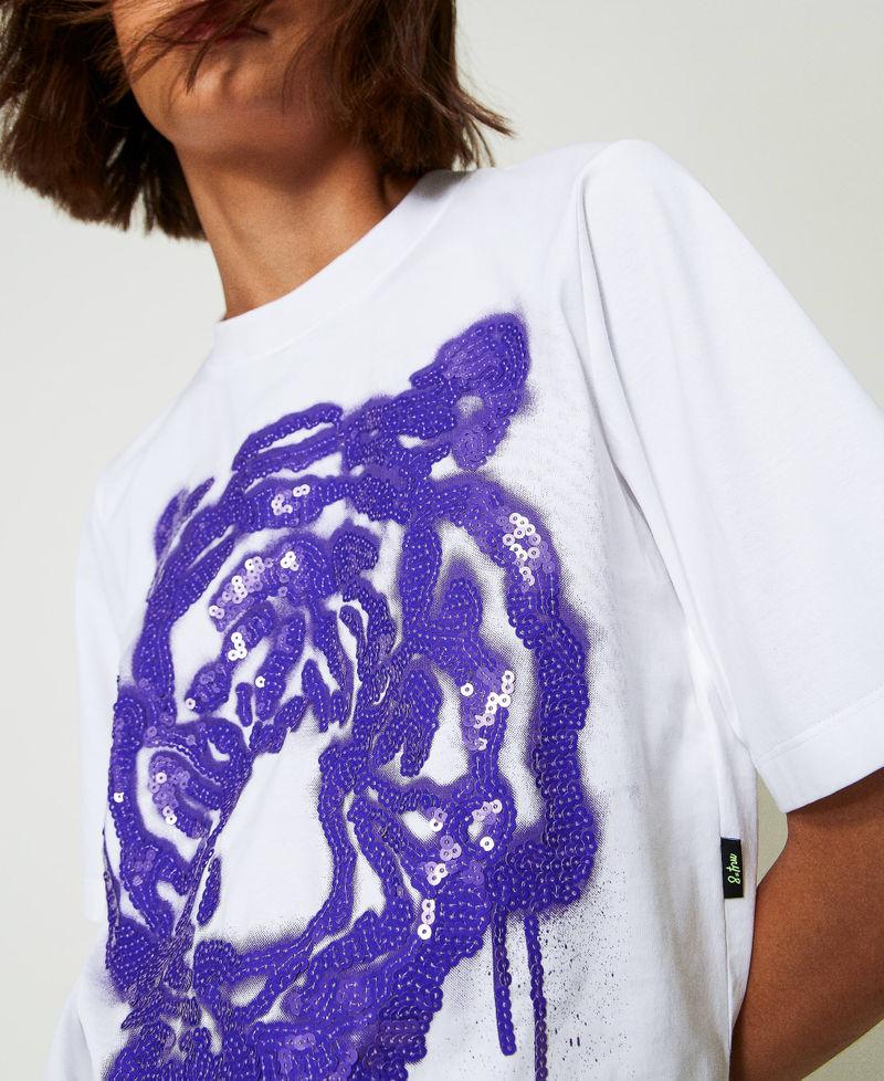 Scee by twin set T-shirt boxy MYFO con stampa e paillettes Vendite Flash