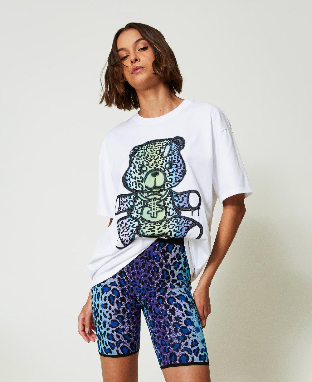 Scee by twin set Shorts biker MYFO in maglia jacquard Nuova