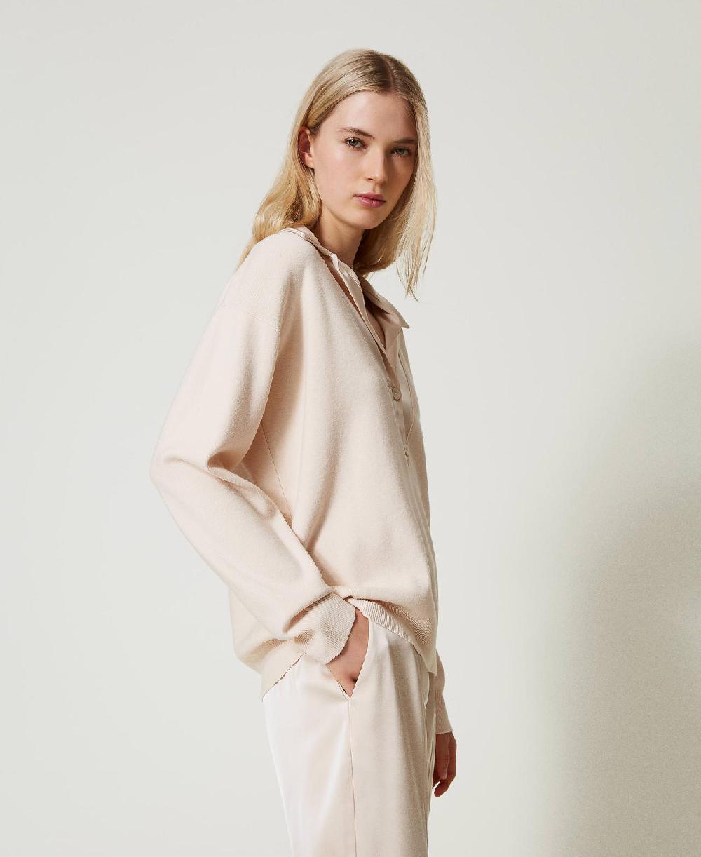 Scee by twin set Maglia con colletto in raso 2025
