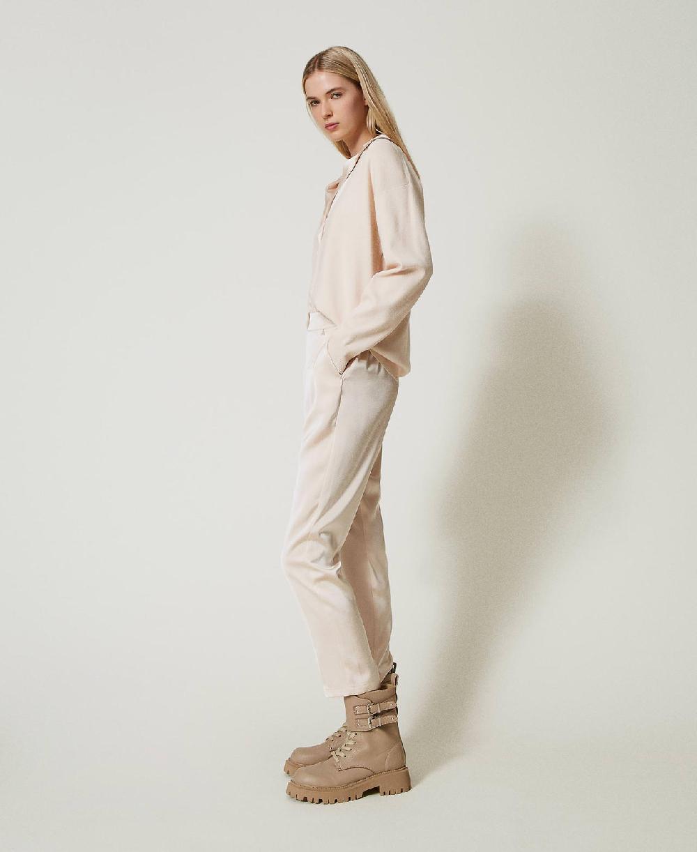 Scee by twin set Pantaloni a sigaretta in raso In Linea