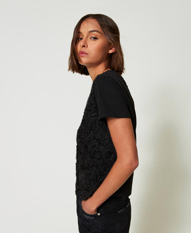 Scee by twin set T-shirt con ricami in organza Vendita