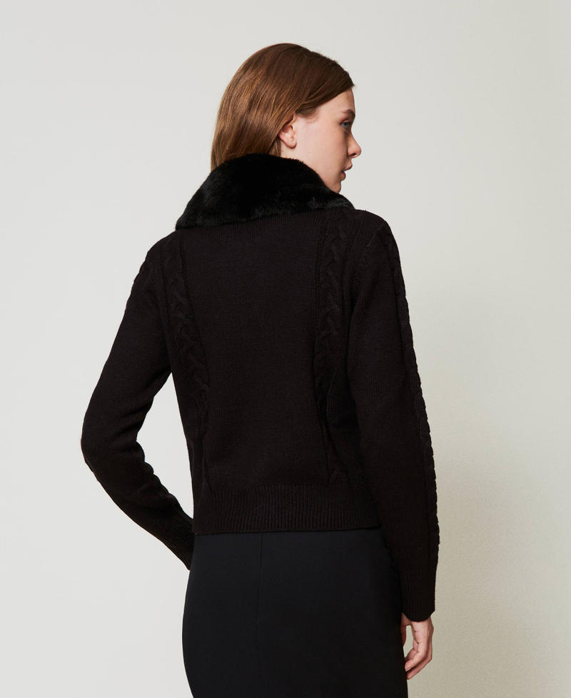 Scee by twin set Cardigan corto con collo in faux fur Spedizione Gratuita
