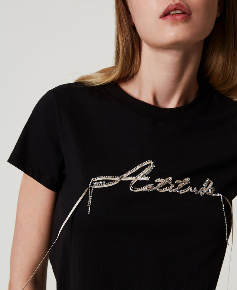 Scee by twin set T-shirt con logo e strass Negozi Online
