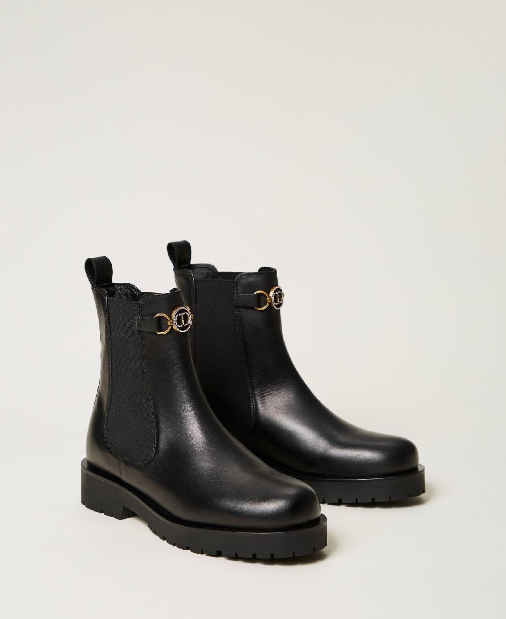 Scee by twin set Stivali chelsea in pelle con Oval T Acquista Ora