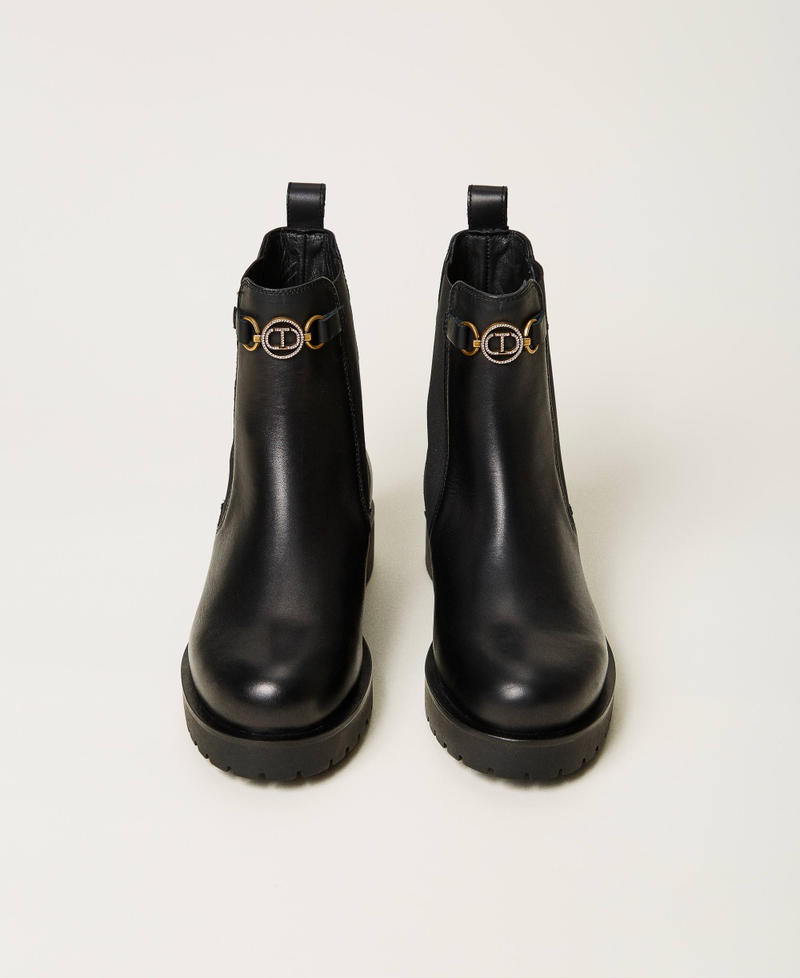 Scee by twin set Stivali chelsea in pelle con Oval T Acquista Ora