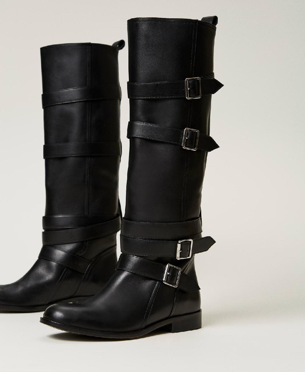 Scee by twin set Stivali in pelle con cinturini Vendite Flash