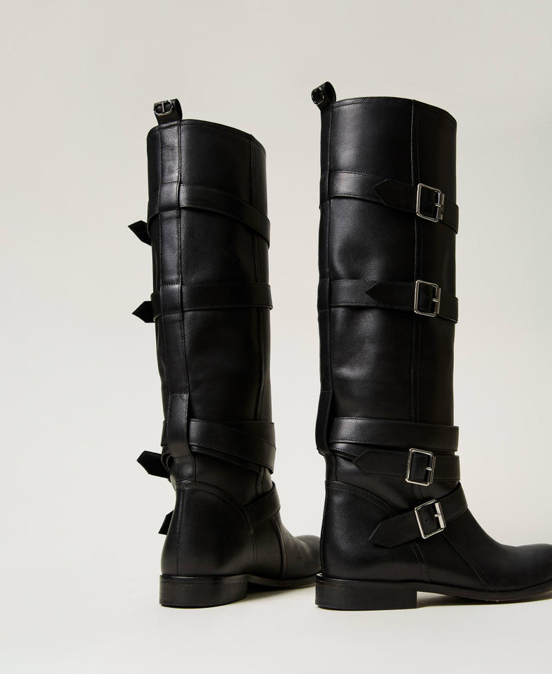 Scee by twin set Stivali in pelle con cinturini Vendite Flash