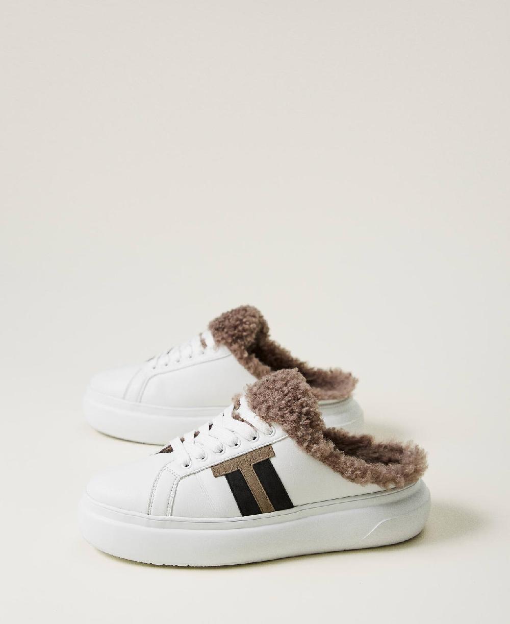 Scee by twin set Sneakers slide con faux fur Nuova
