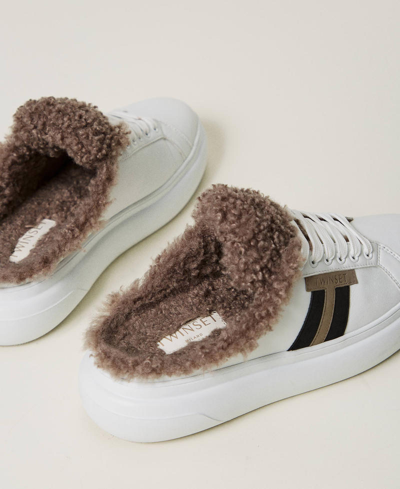 Scee by twin set Sneakers slide con faux fur Nuova
