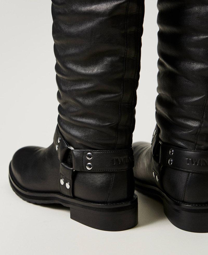 Scee by twin set Stivali alti 'Darcy' in pelle con cinturini Italy