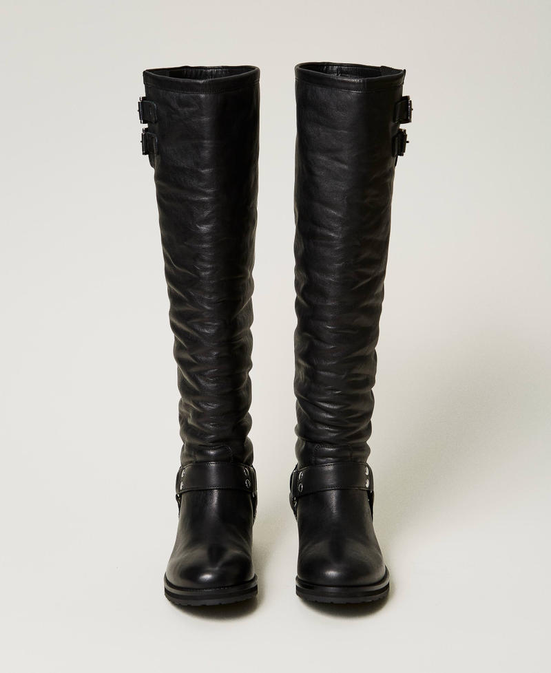Scee by twin set Stivali alti 'Darcy' in pelle con cinturini Italy
