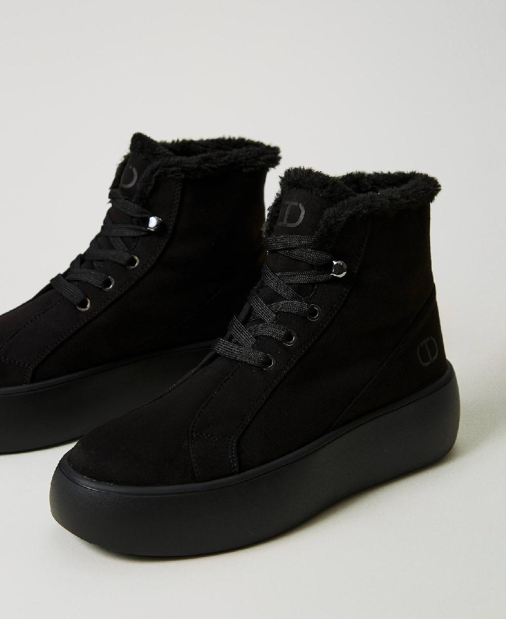 Scee by twin set Sneakers alta con faux fur Negozi Online
