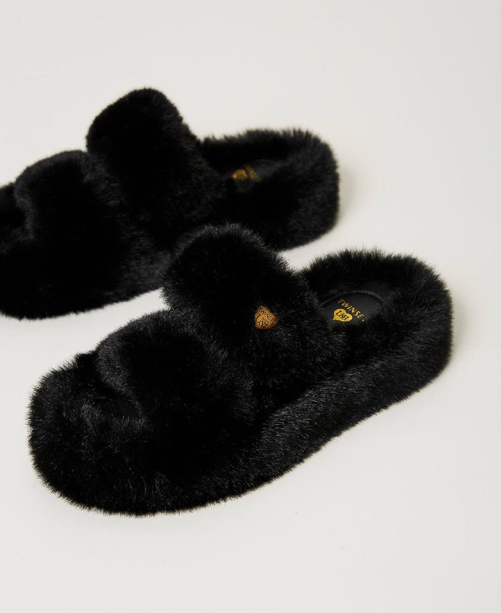Scee by twin set Sandali slide in faux fur Acquista Ora