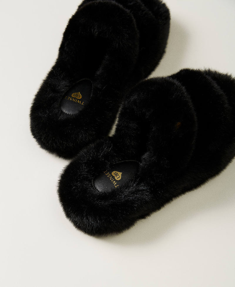 Scee by twin set Sandali slide in faux fur Acquista Ora