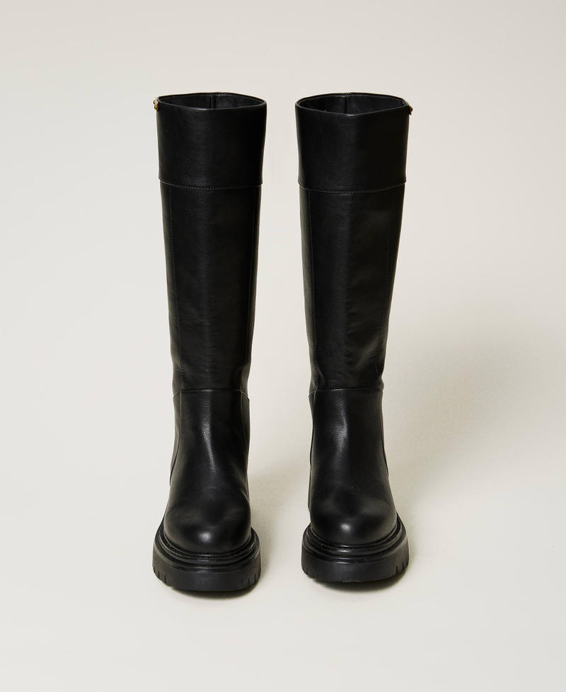 Scee by twin set Stivali alti con targhetta logo Fino Al -60%