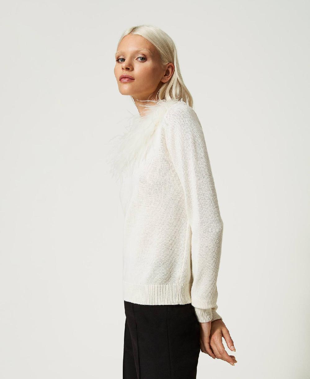 Scee by twin set Maglia regular in misto lana con piume Prezzo Ridotto