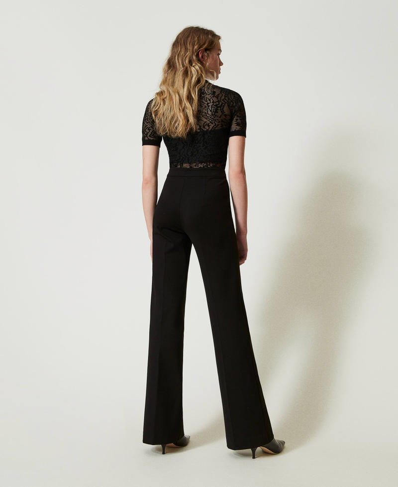 Scee by twin set Pantaloni straight leg con cinturino Oval T Sconto