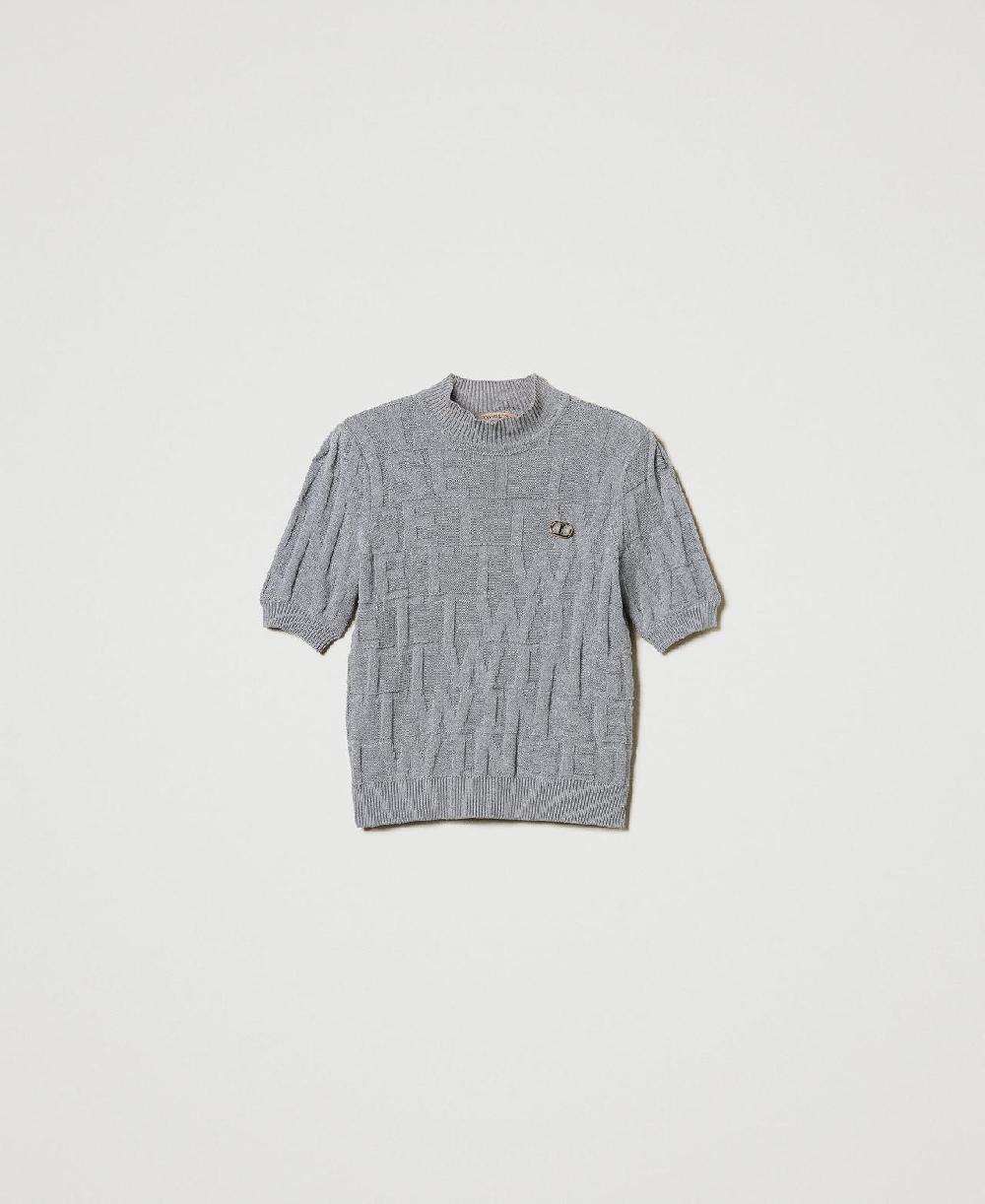Scee by twin set Maglia in cotone e cashmere con logo