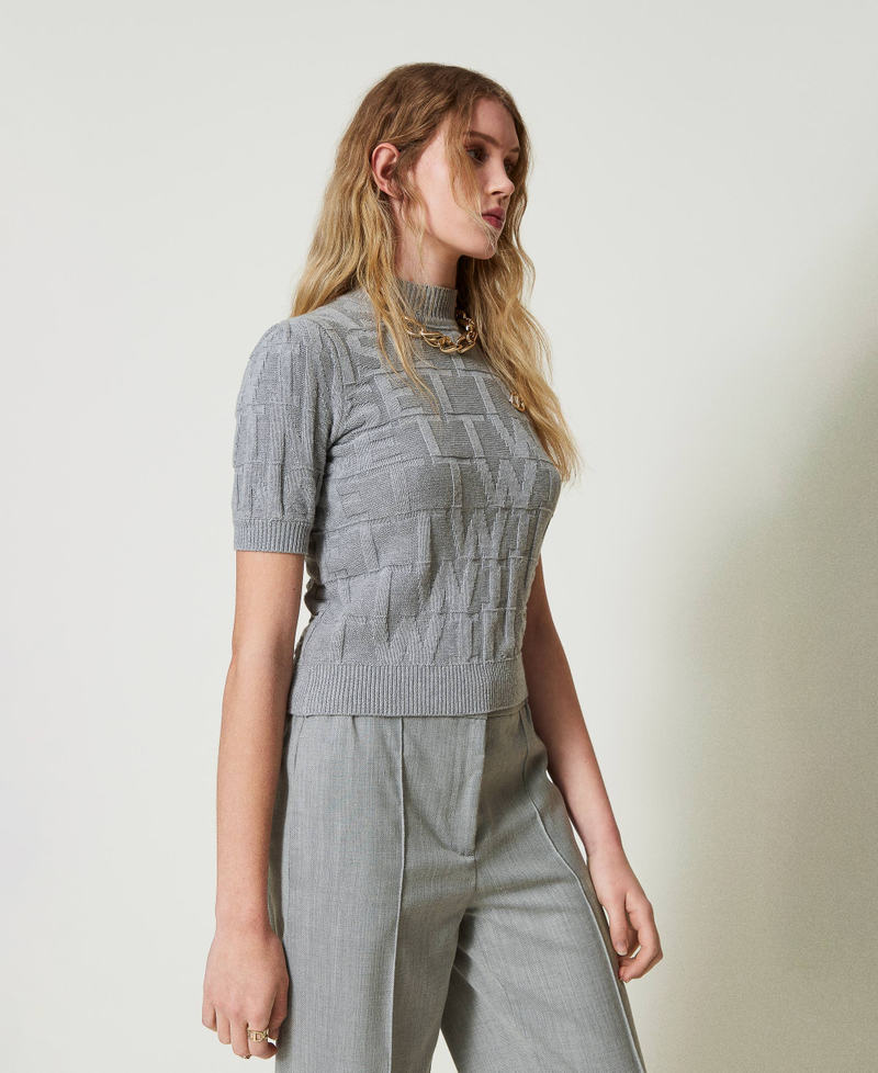 Scee by twin set Maglia in cotone e cashmere con logo In Vendita