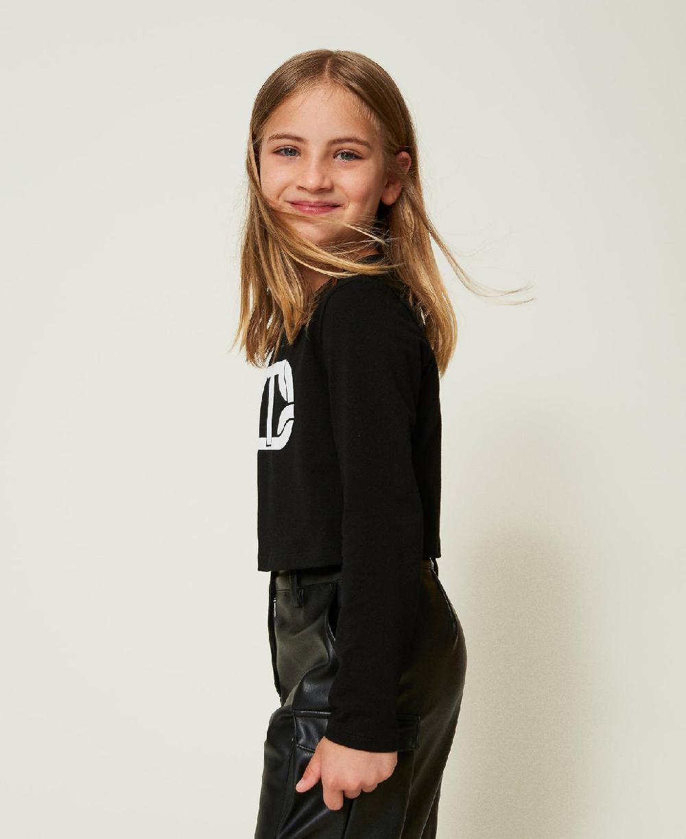 Scee by twin set T-shirt cropped con logo gommato Vendita Economica