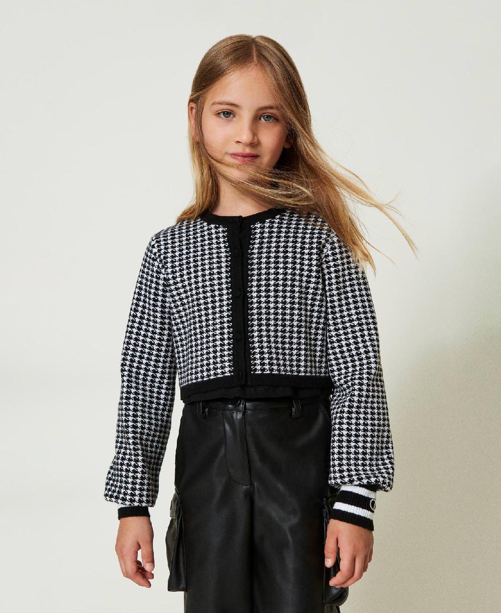 Scee by twin set Giacca in maglia jacquard pied de poule Saldi Di Fabbrica