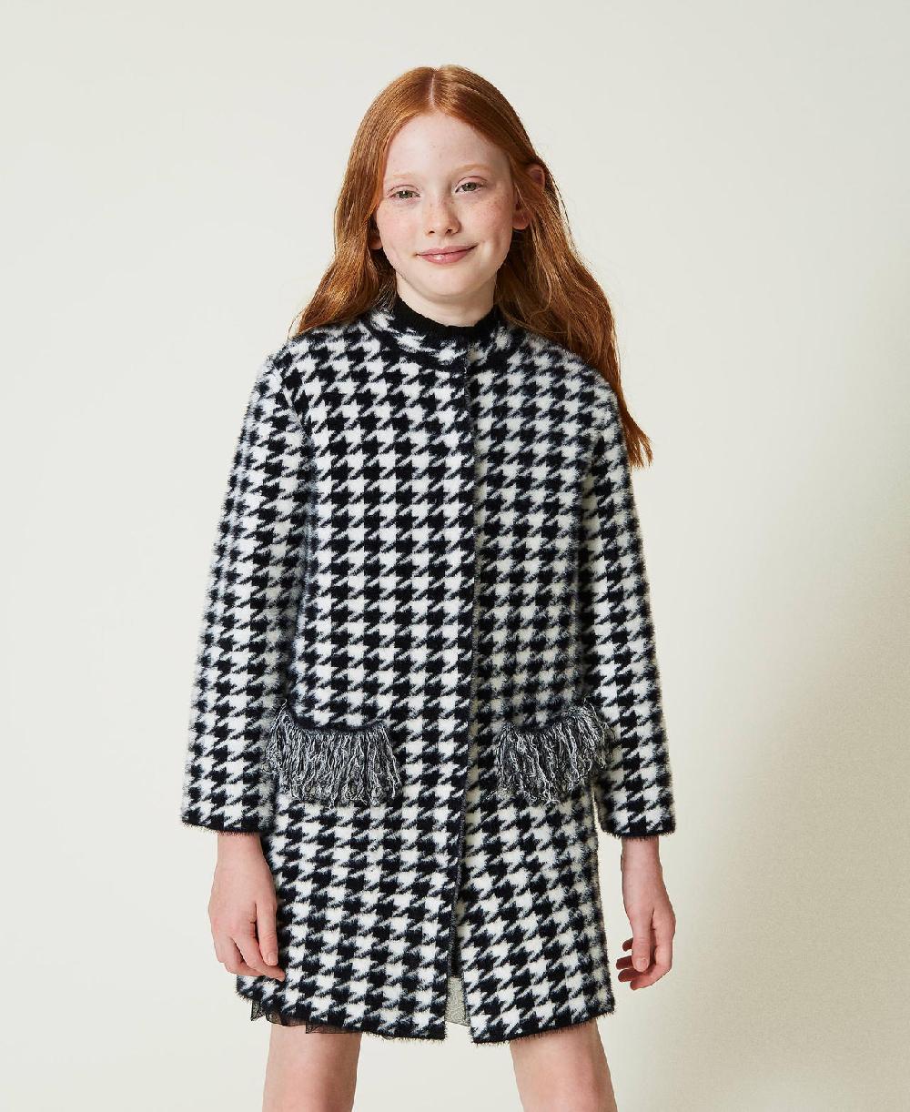 Scee by twin set Cappotto in maglia jacquard pied de poule I Più Venduti