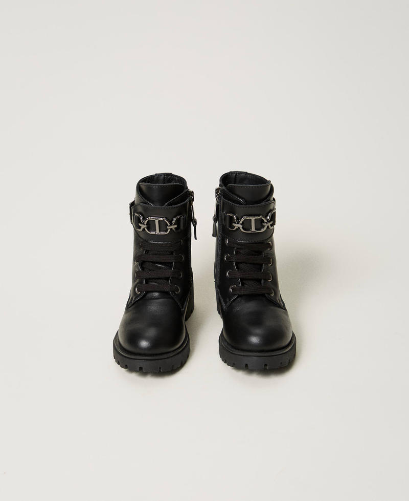 Scee by twin set Anfibi baby in pelle con cinturino Moda