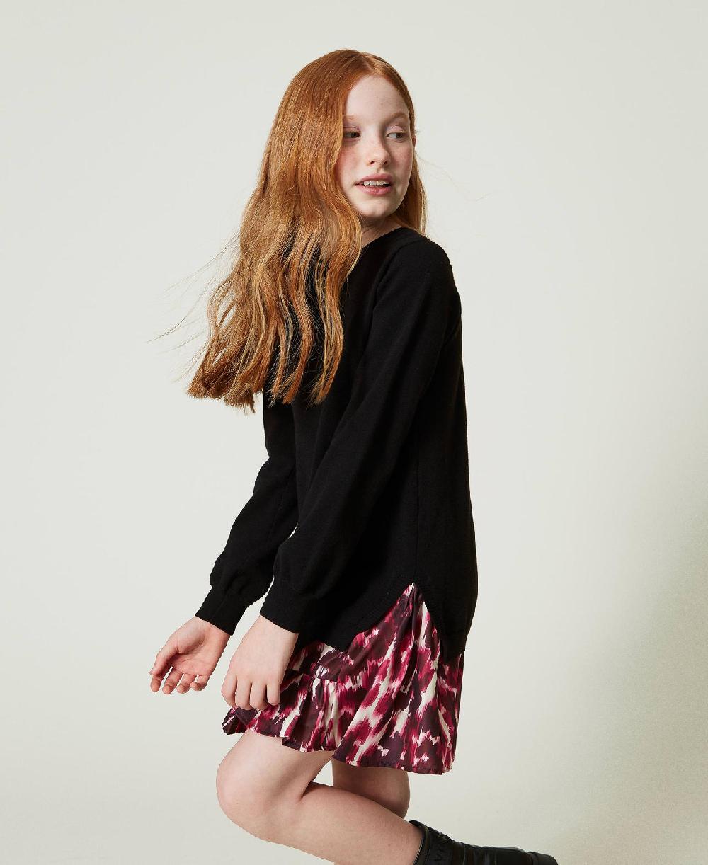 Scee by twin set Abito corto in maglia con inserto stampato Convenienza