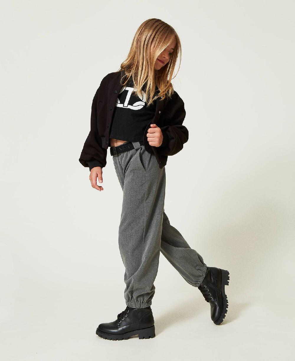 Scee by twin set Pantaloni joggers in flanella con cintura Novità