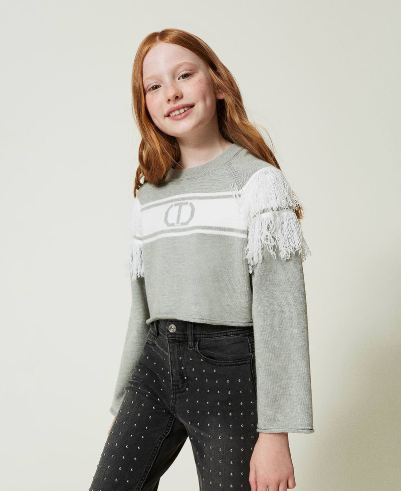 Scee by twin set Maglia con Oval T jacquard e frange Presa