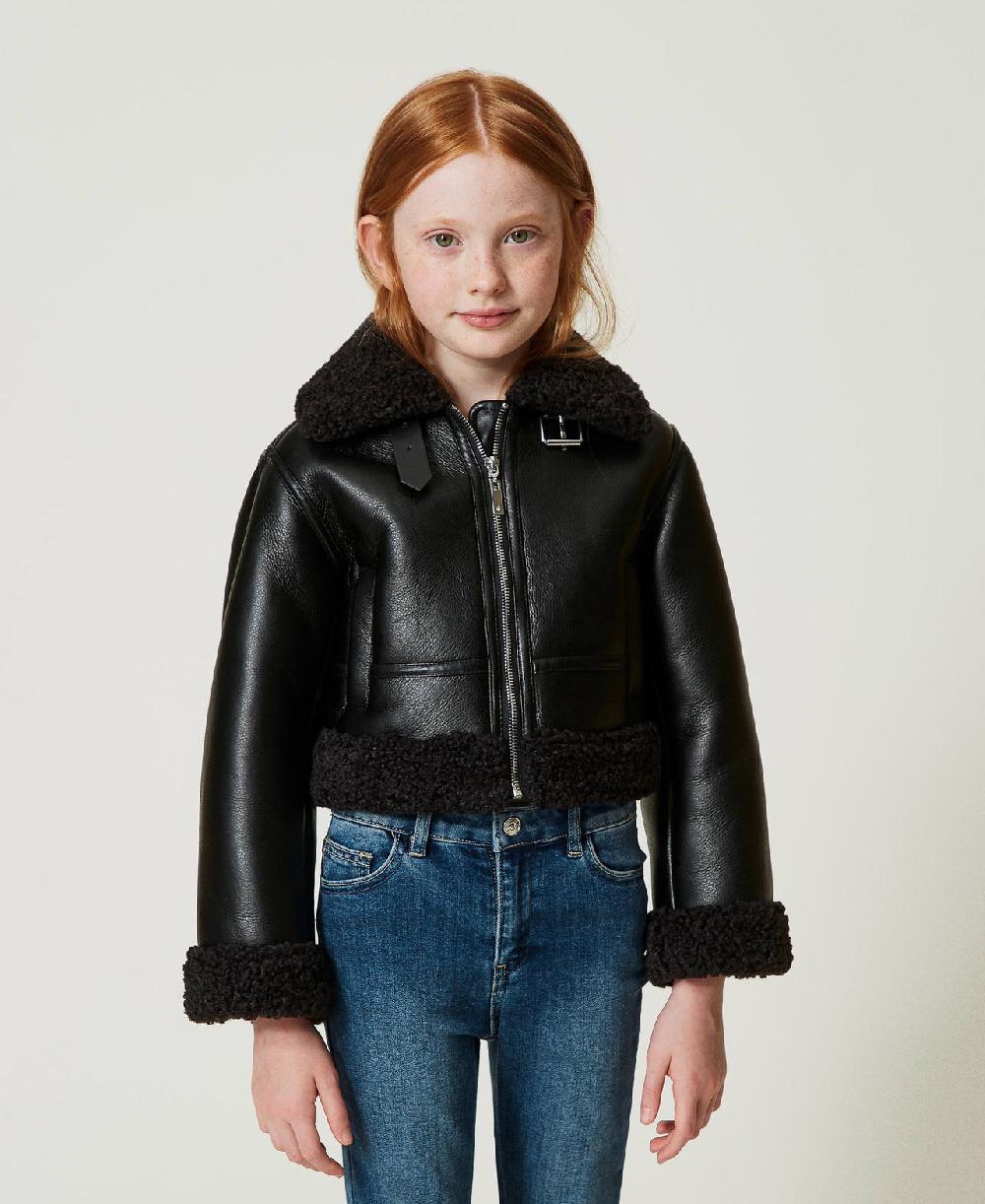 Scee by twin set Giacca aviatore con faux fur Offerta