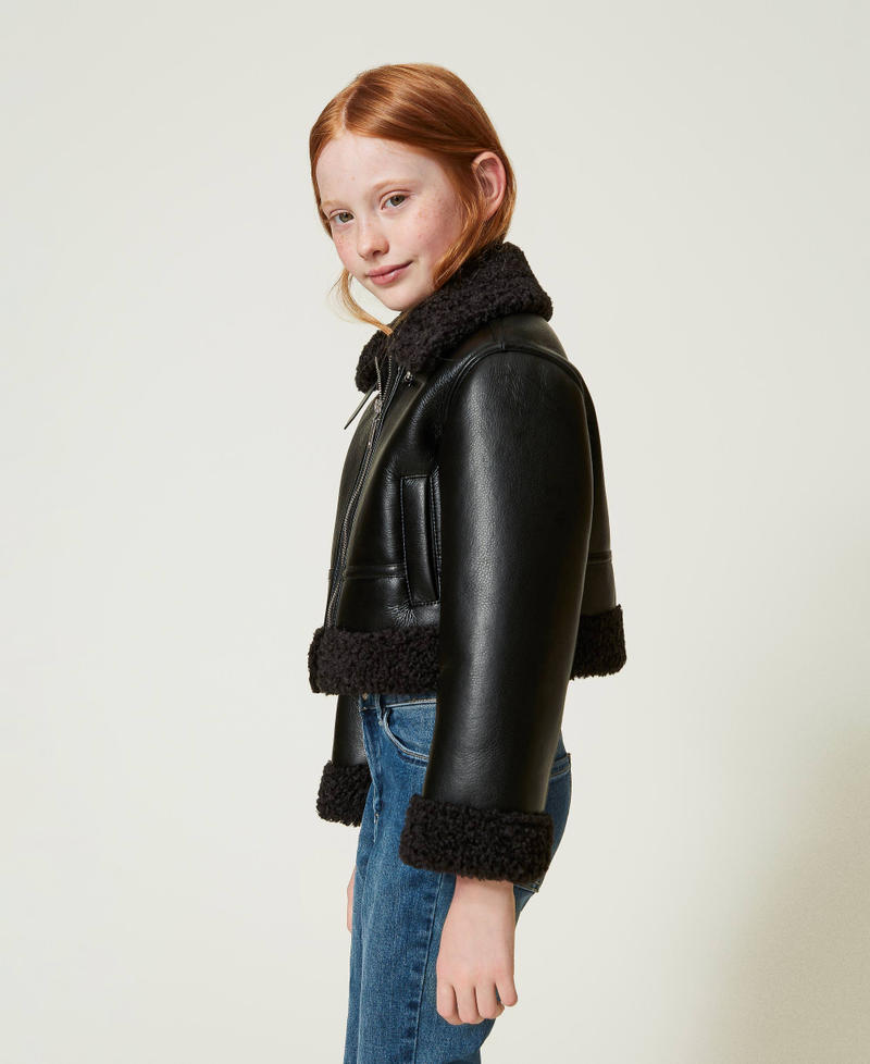 Scee by twin set Giacca aviatore con faux fur Offerta