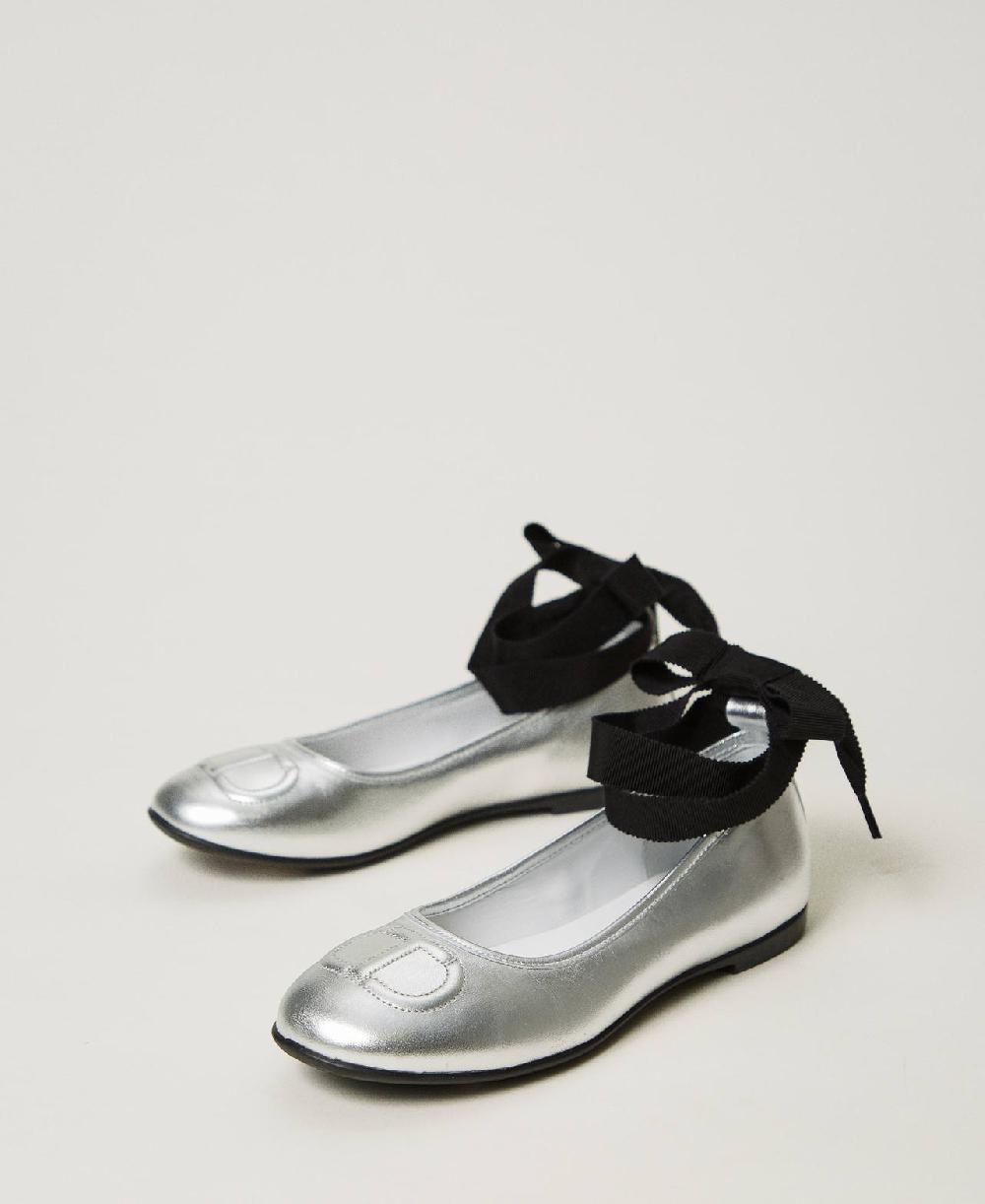 Scee by twin set Ballerine in pelle con nastri Vendite stagionali