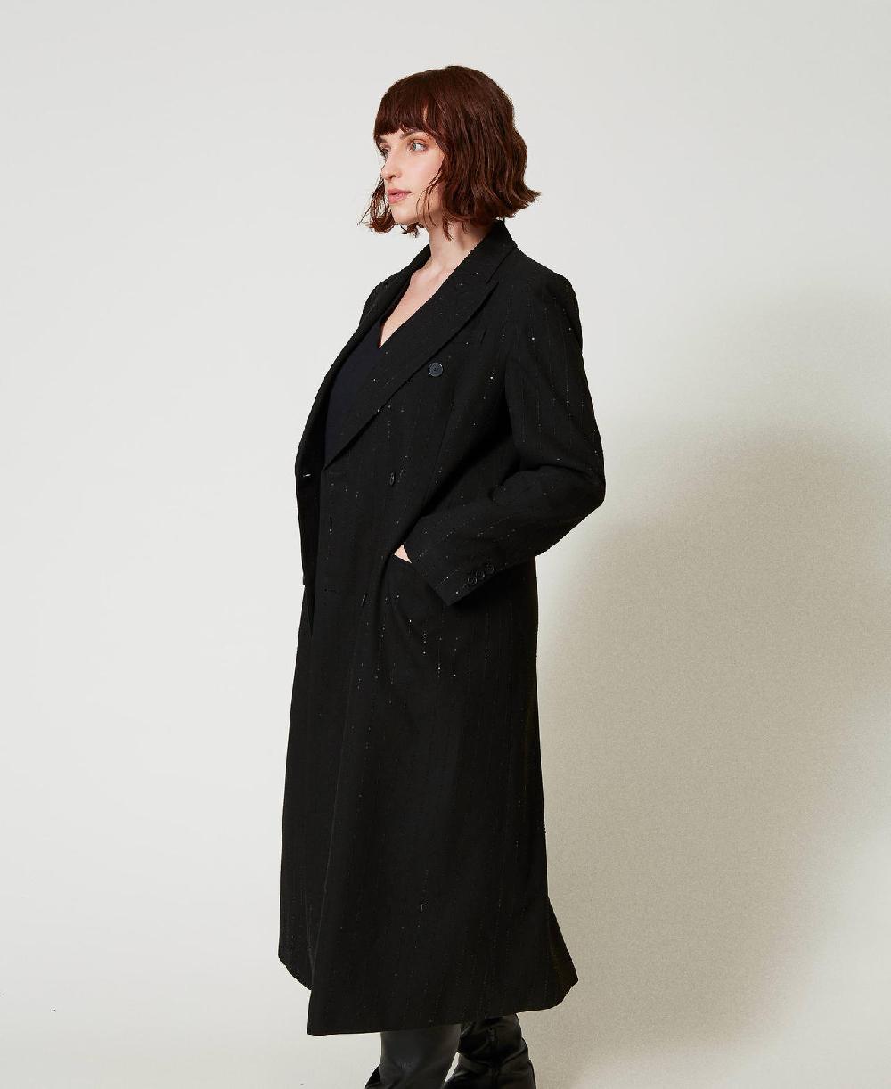 Scee by twin set Cappotto in panno con paillettes Offerta natalizia