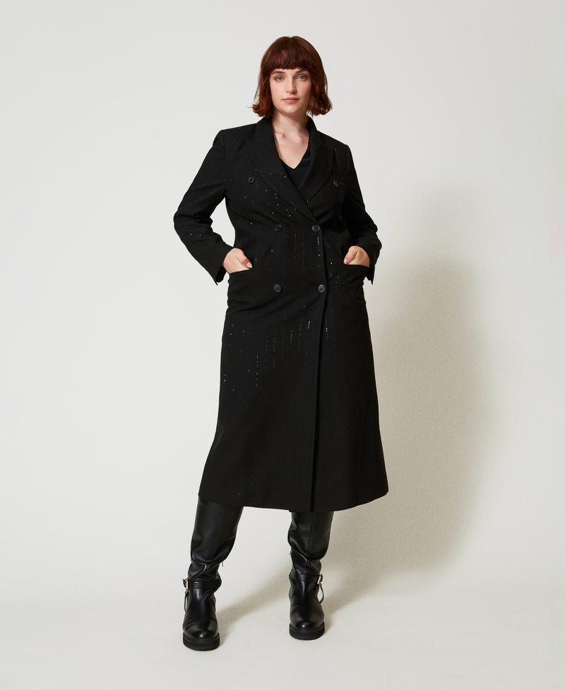 Scee by twin set Cappotto in panno con paillettes Offerta natalizia