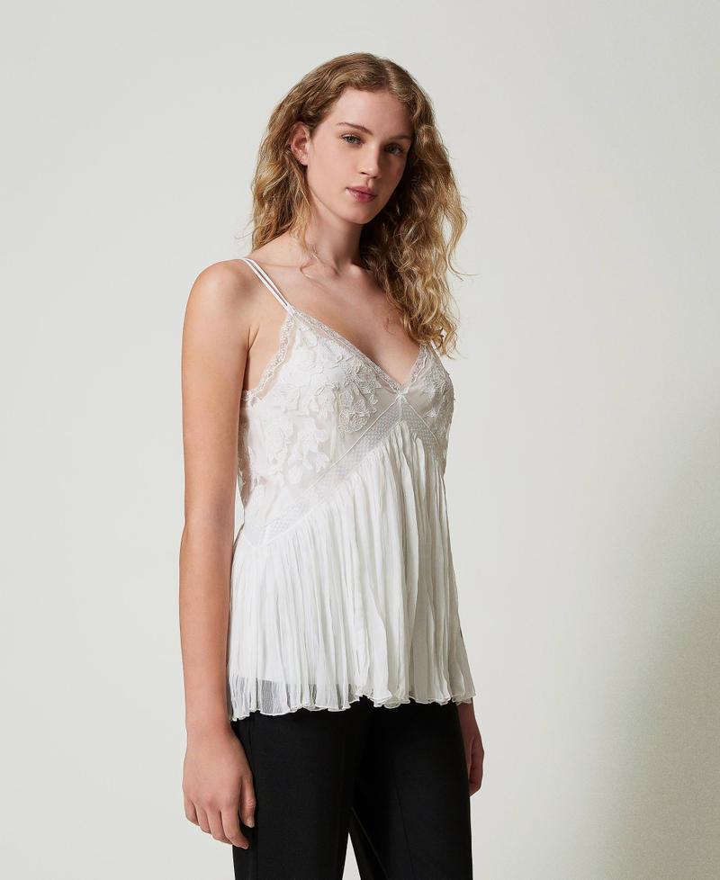 Scee by twin set Top in creponne e tulle Latest fashion