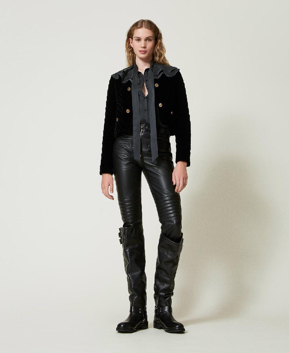 Scee by twin set Pantaloni biker 'Fairfax' in pelle Online Outlet